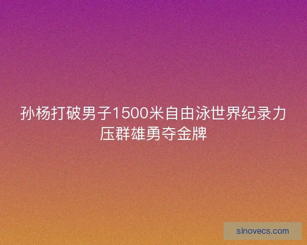 孙杨打破男子1500米自由泳世界纪录力压群雄勇夺金牌