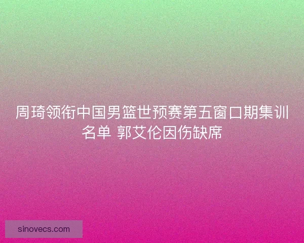 周琦领衔中国男篮世预赛第五窗口期集训名单 郭艾伦因伤缺席